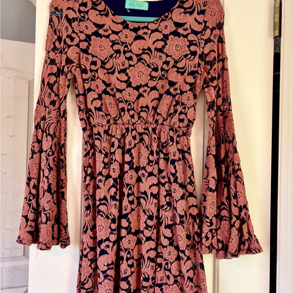 Floral Lace Bell Sleeve Dress